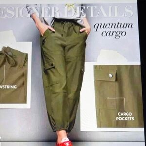 Cabi Olive Green Quantum Cargo Jogger Pants S Utility Pockets Drawstring Waist